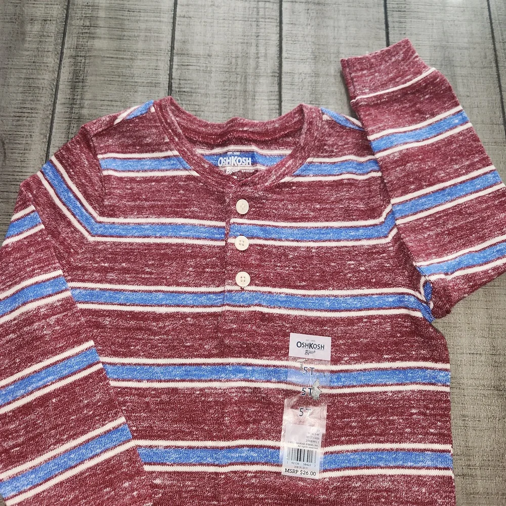 NWT OshKosh B'gosh Red and Blue Striped Long Sleeve Shirt